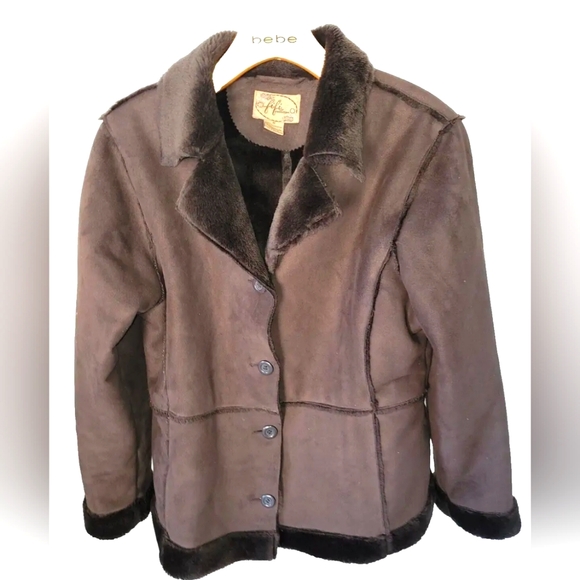 Fifi Collection Coat Women's Brown Faux Shearling Button Up Size M Soft … - Picture 1 of 6